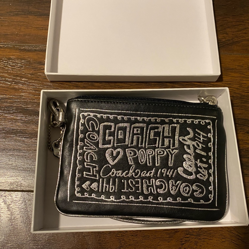 COACH black wristlet
